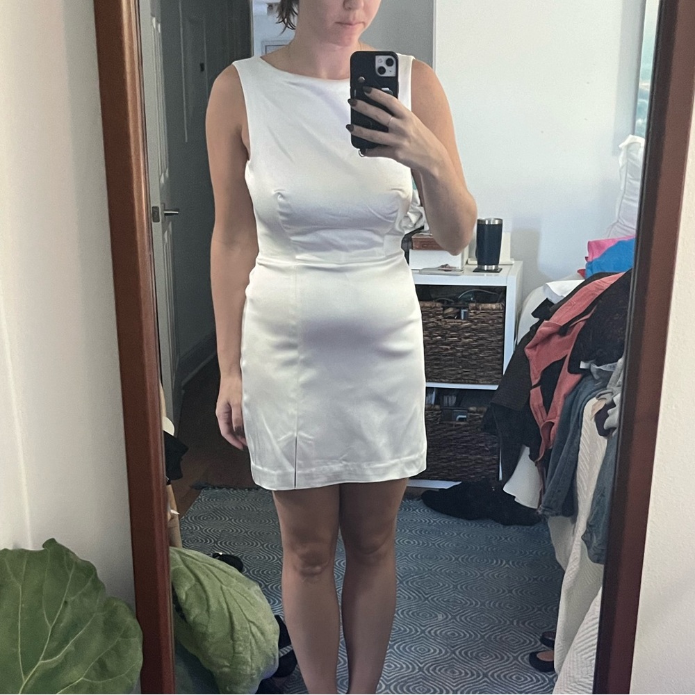 NWOT House of Harlow White Satin Low Back Dress